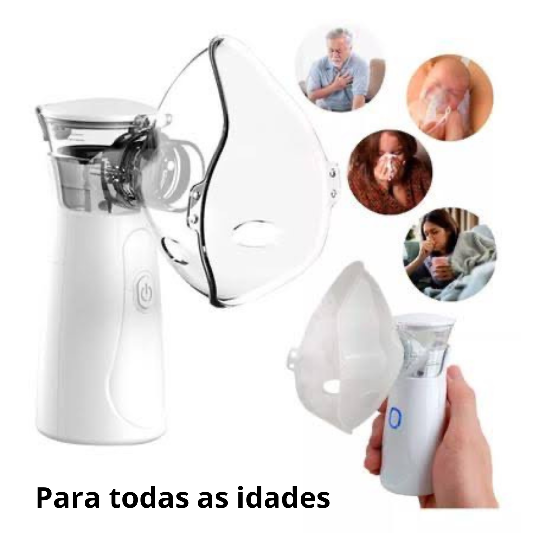 Nebulizador e Inalador Portátil Recarregável Silencioso para Crianças e Adultos